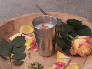 sweet lassi in a silver cup
