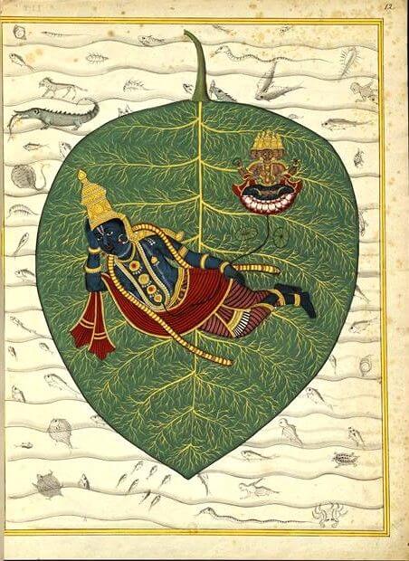 Vishnu (padmanabha) and brahma in ekarnava the moments before creation