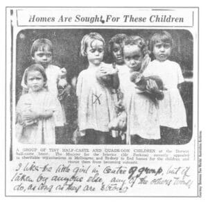 Newspaper article looking for a home for aboriginal children