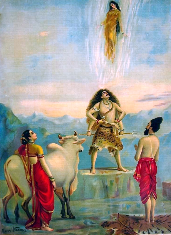 Ganga Devi's Descent - Painting By Raja Ravi Varma